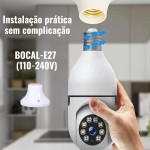Câmera de Segurança Lâmpada IP Wi-Fi 360° Full HD 1080p, Giratória, Bivolt, Prova D’Água, Visão Noturna, Detecção de Movimento - Imagem 5