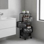 Carrinho Organizador Multiuso 4 Andares 30x30x75 Redondo Fruteira em Aço Inox - Cestos Giratórios, Rodas com Trava, Montagem Rápida, Para Cozinha, Banheiro e Escritório - Imagem 3