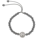 Pulseira Pedra Hematita com Medalha de São Bento Ajustável - Imagem 3