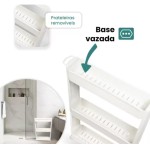 Organizador de 3 Prateleiras com Rodinhas Branco – Ideal para Cozinha, Banheiro e Lavanderia - Imagem 6