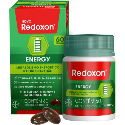 Redoxon Energy, Multivitaminico com Vitamina C, Vitamina B12 e Cafeina, 60 Cápsulas