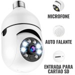 Câmera Lâmpada WiFi 360° IP Full HD 1080p Segurança Giratória Visão Noturna Infravermelho Detecção de Movimento Bivolt Monitoramento Acabamento Premium - Imagem 5