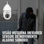 Câmera Lâmpada WiFi 360° IP Full HD 1080p Segurança Giratória Visão Noturna Infravermelho Detecção de Movimento Bivolt Monitoramento Acabamento Premium - Imagem 7