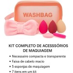 Kit de Maquiagem 7 Peças com Necessaire, Esponjas, Puff, Almofada, Faixa para Cabelo, Conjunto para Beleza e Skincare - Imagem 4