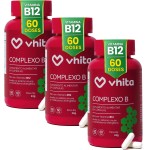 Vhita Complexo B, Suplemento Alimentar com Vitaminas B1, B2, B3, B5, B6, B7, B9 e B12, Rico em Vitamina B12, Manganês, 60 Cápsulas - 3 unidades