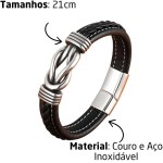 Pulseira Masculina "Knot" em Couro Legítimo e Aço Inoxidável – Estilo Moderno e Durável - Imagem 3