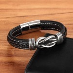 Pulseira Masculina "Knot" em Couro Legítimo e Aço Inoxidável – Estilo Moderno e Durável - Imagem 6