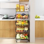 Fruteira de Chão para Cozinha, Carrinho Organizador de Cozinha de 5 Níveis com Rodas de Bloqueio, Ideal para Armazenar Cebolas, Batatas e Frutas - Imagem 8