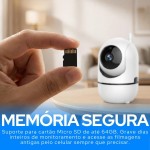 Câmera IP WiFi Giratória 1080p Premium, Visão Noturna, Detecção de Movimento, Microfone Infravermelho, Sem Fio com App, Estilo Babá Eletrônica - Premium - Imagem 4