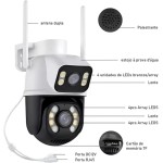 Câmera De Segurança Sem Fio Wi-fi Externa Interna HD 3MP Lente Dupla Giratória Smart IP66 Prova D'água Visão Noturna Infravermelho Chamada de Voz Bidirecional Premium - Imagem 3