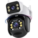 Câmera De Segurança Sem Fio Wi-fi Externa Interna HD 3MP Lente Dupla Giratória Smart IP66 Prova D'água Visão Noturna Infravermelho Chamada de Voz Bidirecional Premium - Imagem 4