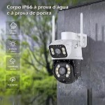 Câmera De Segurança Sem Fio Wi-fi Externa Interna HD 3MP Lente Dupla Giratória Smart IP66 Prova D'água Visão Noturna Infravermelho Chamada de Voz Bidirecional Premium - Imagem 5