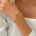 Pulseira feminina banhada a ouro Forever Love Nó Infinito Pulseira ajustável em tom de ouro joia romântica presente - Imagem 3