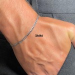 Pulseira Masculina Corrente Grumet 3mm De Aço Inox Prateado - Imagem 2