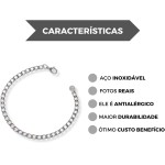 Pulseira Masculina Corrente Grumet 3mm De Aço Inox Prateado - Imagem 3