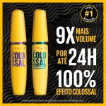 Maybelline NY The Colossal Volum' Express, Máscara de Cílios Lavável, 9x mais Volume por até 24h, Fórmula com Colágeno para Definição Intensa, Não Empelota, Cor Preto, 8ml - Imagem 4