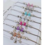 Conjunto de 6 pulseiras femininas de contas, em aço inoxidável prateado, com pingentes, ideal para presente - Imagem 5