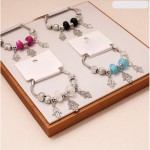 Conjunto de 6 pulseiras femininas de contas, em aço inoxidável prateado, com pingentes, ideal para presente - Imagem 6
