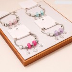 Conjunto de 6 pulseiras femininas de contas, em aço inoxidável prateado, com pingentes, ideal para presente - Imagem 7