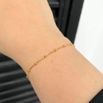 Kit 2 Pulseiras Coração, Bolinha Folheadas Premium Dourado Conjunto 2 Peças - Imagem 6