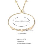 Pulseira de coração romântico para mulheres adolescentes, banhado a ouro rosa 18 K, pulseira ajustável com elos ajustáveis, presentes de aniversário e casamento para sua mãe - Imagem 3