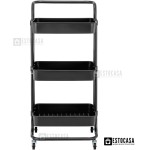 Carrinho Organizador Multiuso 3 Prateleiras Fruteira Rodinha (Preto) - Imagem 7
