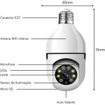 Câmera Segurança Ip Wifi Lâmpada NO2PROBLEMS Prova D'água Giratória Visão Noturna Infravermelho 1080P HD Câmeras Wireless 360° Inteligente Full HD - Imagem 3