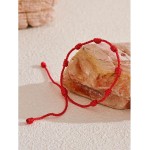 Kit 5 Pulseira Kabbalah 7 Nós Vermelha Ajustável de 15 a 25cm Original Feita com Fio de Seda - Imagem 4