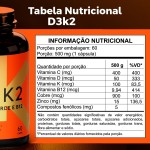 Vitamina D3 + K2 em Cápsulas, Elemental Nutrition – 60 Cápsulas - Imagem 4