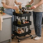 Carrinho Organizador Multiuso com Rodinhas – 3 Prateleiras, Estrutura Metálica Resistente, Ideal para Banheiro, Cozinha, Lavanderia e Escritório - Imagem 9