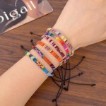 5 peças/conjunto de pulseiras de tecido trançado estilo boêmio de cor aleatória para mulheres e homens, pulseira feita à mão, 7 x 5 x 0,5 cm - Imagem 3
