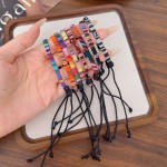 5 peças/conjunto de pulseiras de tecido trançado estilo boêmio de cor aleatória para mulheres e homens, pulseira feita à mão, 7 x 5 x 0,5 cm - Imagem 4