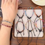 5 peças/conjunto de pulseiras de tecido trançado estilo boêmio de cor aleatória para mulheres e homens, pulseira feita à mão, 7 x 5 x 0,5 cm - Imagem 5
