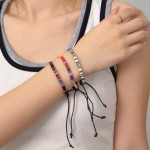 5 peças/conjunto de pulseiras de tecido trançado estilo boêmio de cor aleatória para mulheres e homens, pulseira feita à mão, 7 x 5 x 0,5 cm - Imagem 6