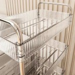 Carrinho Auxiliar Organizador Prático Portátil C/Rodinha 3 Prateleiras Acrílico Resistente Multiuso Estante Portátil Rack Quarto Banheiro Escritório Salão Studio - Imagem 4