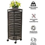 Organizador Multiuso Fruteira Articulada com 4 Cestos Respiráveis em Aço Carbono e Rodinhas All Black - Imagem 5