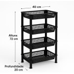 Fruteira Organizadora de Chão 4 Andares Em Plástico Multiuso (Branco) - Imagem 2