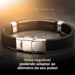 Pulseira Masculina Pai Nosso Aço Preta Bracelete Premium Oração - Imagem 2