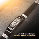 Pulseira Masculina Pai Nosso Aço Preta Bracelete Premium Oração - Imagem 5