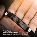 Pulseira Masculina Pai Nosso Aço Preta Bracelete Premium Oração - Imagem 6