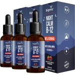 Night Calm B12: Melatonina e Vitamina B12 em gotas, com Sabor Frutas Vermelhas, Unidade 30 ml, Bigens. (Kit 3)