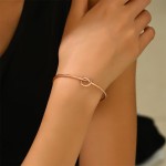 Pulseira feminina banhada a ouro Forever Love Nó Infinito Pulseira ajustável em tom de ouro joia romântica presente - Imagem 3