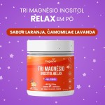 Tri Magnésio (dimalato, quelato, taurato) Inositol Relax, Melatonina, Triptofano, B6, Sabor Laranja Camomila e Lavanda, Bigens,180g (Kit 2) - Imagem 3