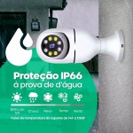 Kit com 2 Câmeras de Segurança IP Lâmpada WiFi Full HD 1080p, Prova D'água, Giratória e com Visão Noturna Infravermelha 1080p, Bivolt, Detecção de Movimento, Áudio Bidirecional - Premium - Imagem 3
