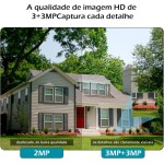 Câmera IP Sem Fio de Segurança Externa HD 3MP, Câmera de Visão Noturna Infravermelha WiFi, Dupla Lente Grande Angular, IP66 à Prova D'água e à Prova de Poeira, Luz de Advertência - Imagem 3