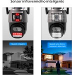 Câmera IP Sem Fio de Segurança Externa HD 3MP, Câmera de Visão Noturna Infravermelha WiFi, Dupla Lente Grande Angular, IP66 à Prova D'água e à Prova de Poeira, Luz de Advertência - Imagem 4