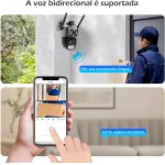Câmera IP Sem Fio de Segurança Externa HD 3MP, Câmera de Visão Noturna Infravermelha WiFi, Dupla Lente Grande Angular, IP66 à Prova D'água e à Prova de Poeira, Luz de Advertência - Imagem 6
