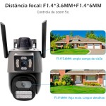 Câmera IP Sem Fio de Segurança Externa HD 3MP, Câmera de Visão Noturna Infravermelha WiFi, Dupla Lente Grande Angular, IP66 à Prova D'água e à Prova de Poeira, Luz de Advertência - Imagem 7