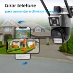 Câmera IP Sem Fio de Segurança Externa HD 3MP, Câmera de Visão Noturna Infravermelha WiFi, Dupla Lente Grande Angular, IP66 à Prova D'água e à Prova de Poeira, Luz de Advertência - Imagem 9
