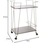 Carrinho De Bebidas Organizador, Metaltru, Cor Verde Microtextura com Madeira Preto - Imagem 5